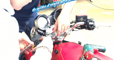 Je change le guidon de ma moto ( Suzuki GSF 600 Bandit), Je viens de l’installer avec ma femme.